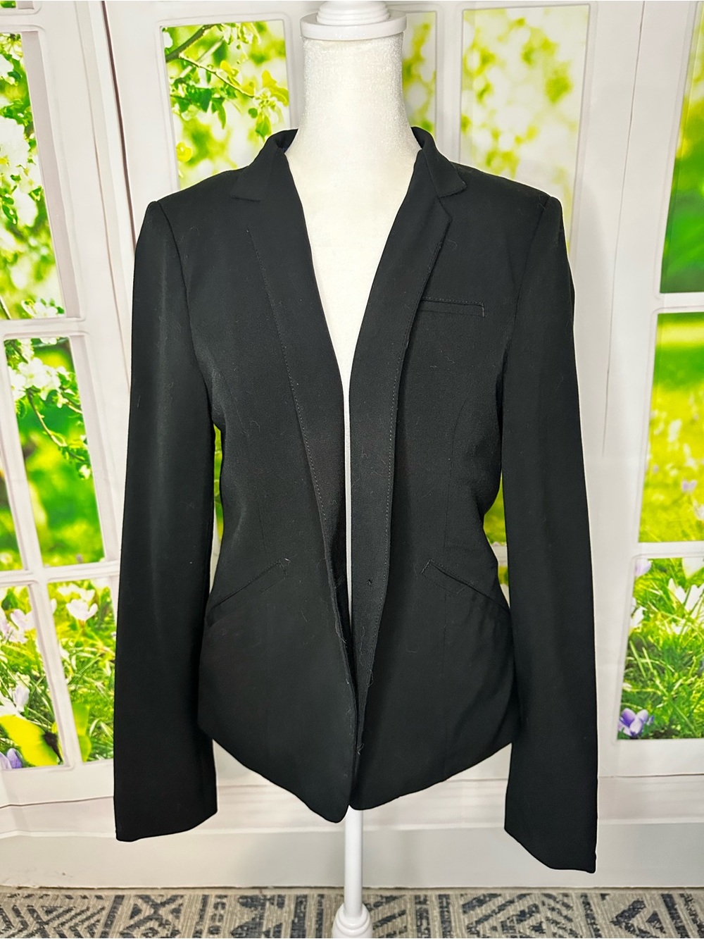 American Eagle Outfitters Black Open-Front Tailored Blazer